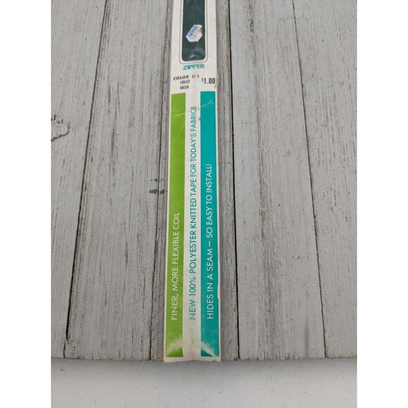 Vintage J&P Coats Polyester Invisible Zipper 16"-18" Forest Green 61-A - Picture 3 of 4